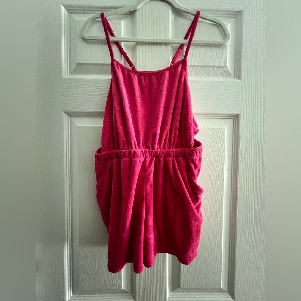 Pink Terry Cloth Sleeveless Romper